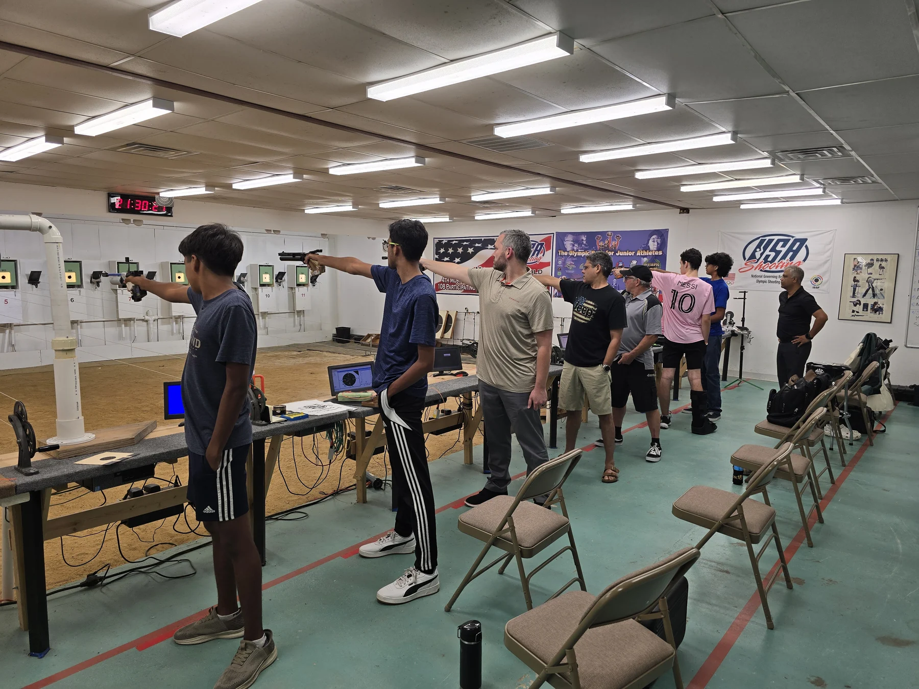 Air Pistol athletes practicing on the Team Shooting Stars 10-meter range