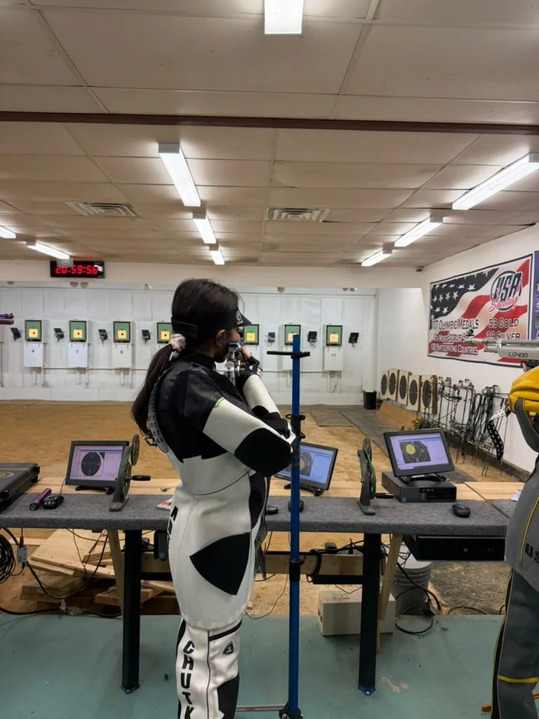 Air Rifle athlete training on an electronic-target range